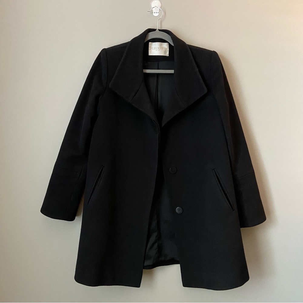 Last Chance FLEURETTE Loro Piana Wool Peacoat Black Size L - Picture 8 of 8